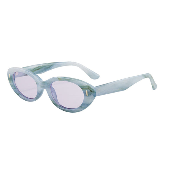 2Pcs Green Rock Texture Retro Oval Cat Sunglasses