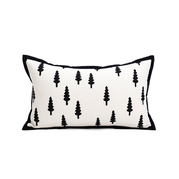Trees Triangle Elegant Two Piece Ins Style Jacquard Pillow Covers Black & White Sofa Decor Cushion Covers
