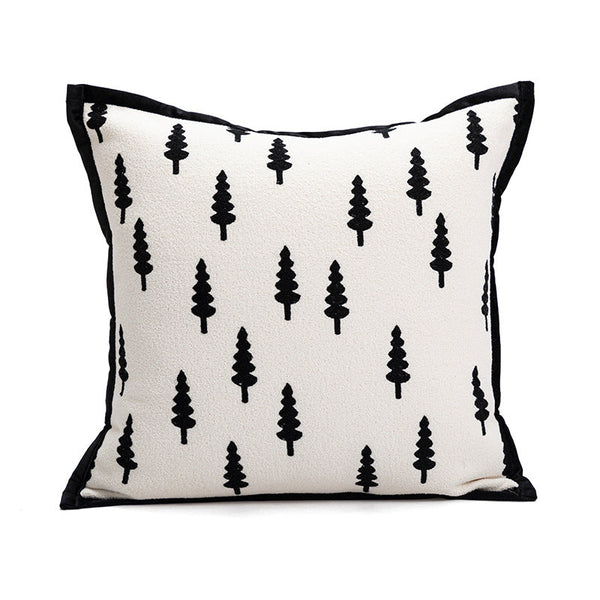 45*45Cm Trees Triangle Elegant Two Piece Ins Style Jacquard Pillow Covers Black & White Sofa Decor Pillows