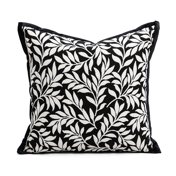 45*45Cm Leaves Triangle Elegant Two Piece Ins Style Jacquard Pillow Covers Black & White Sofa Decor Pillows