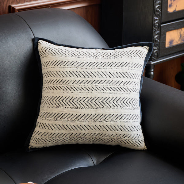 Black White 45*45Cm 2Pcs Luxe Thick Chenille Herringbone Pillow Cover Solid Color Square Lumbar Pillows