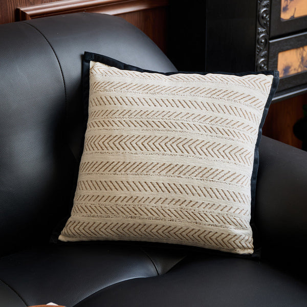 Black Beige 45*45Cm 2Pcs Luxe Thick Chenille Herringbone Pillow Cover Solid Color Square Lumbar Pillows