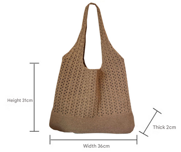 Coffee Handwoven Knitted Tote Bag Vintage Style Shoulder Women's Bags & Handbags