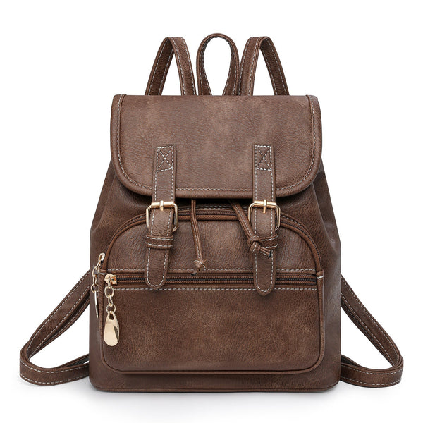Coffee Stylish Pu Leather Backpack For Women Compact Travel Companion Women Backpacks
