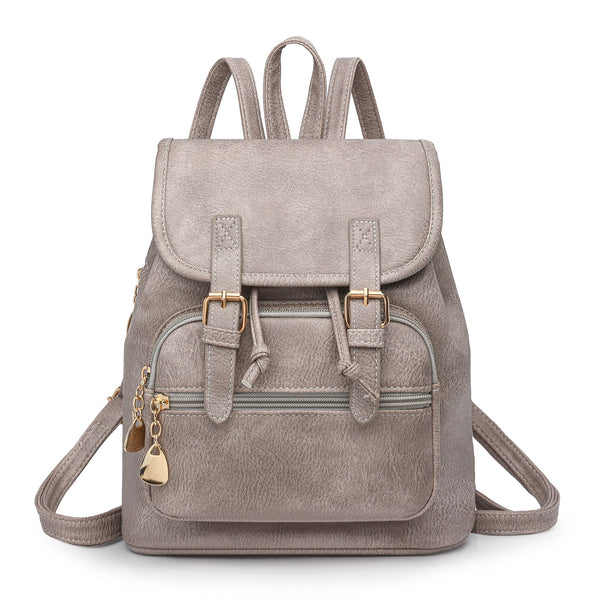 Grey Stylish Pu Leather Backpack For Women Compact Travel Companion Women Backpacks