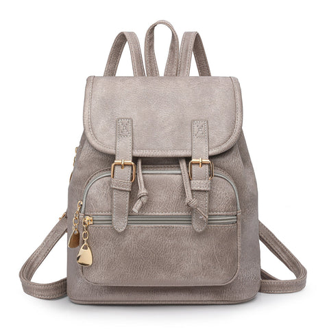 Grey Stylish Pu Leather Backpack For Women Compact Travel Companion Women Backpacks