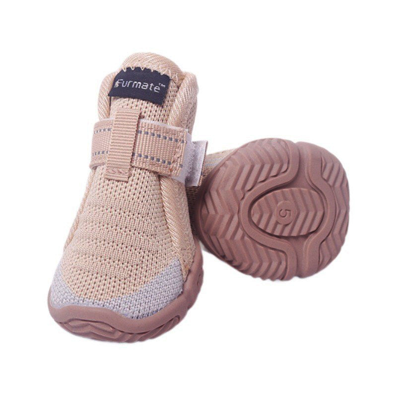 5# Khaki Breathable Woven Dog Shoes For Small To Medium Dogs Non Slip Durable Anti Dirty Paw Protectors Dog Clothing & Shoes