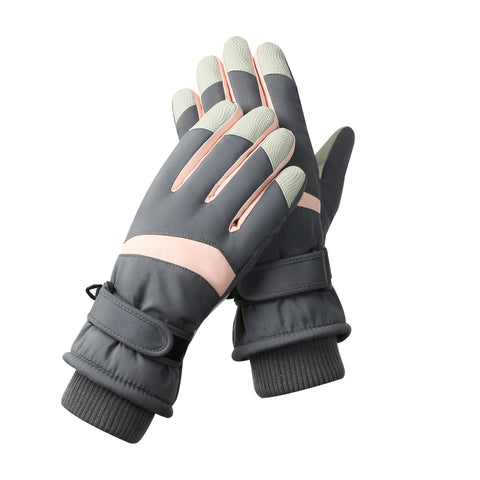 Women's Grey Pink Colour Combination Top Rated Waterproof Touchscreen Ski Fleece Lined For Men & Women Gloves