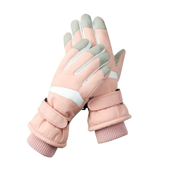Women's Pink White Color Combination Top Rated Waterproof Touchscreen Ski Fleece Lined For Men & Gloves