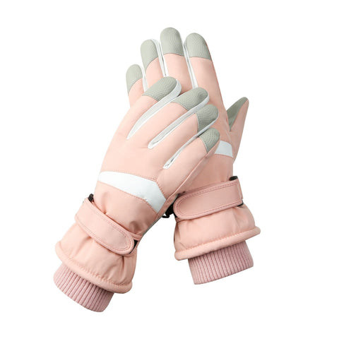 Women's Pink White Color Combination Top Rated Waterproof Touchscreen Ski Fleece Lined For Men & Gloves