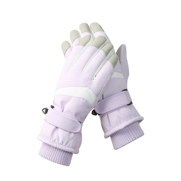 Women's Purple White Color Combination Top Rated Waterproof Touchscreen Ski Fleece Lined For Men & Gloves