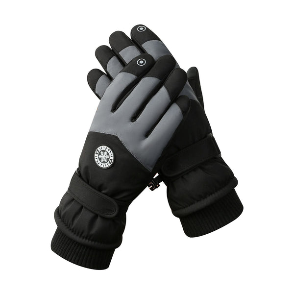 Men's Black Grey Color Combination Top Rated Waterproof Touchscreen Ski Fleece Lined For Men & Women Gloves