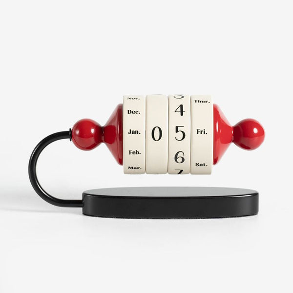 Red Rotating Perpetual Calendar Manual Roller Desk Decor Timeless Date & Day Display For Home Office Calendars (Current)