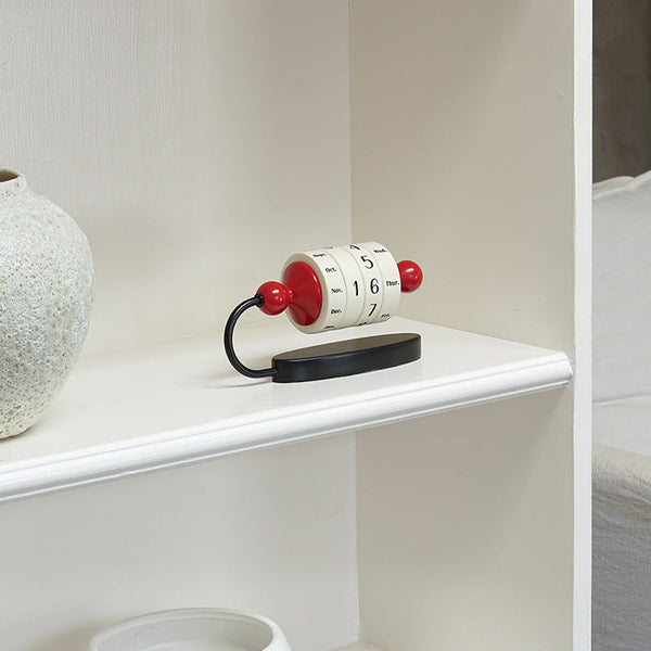 Red Rotating Perpetual Calendar Manual Roller Desk Decor Timeless Date & Day Display For Home Office Calendars (Current)