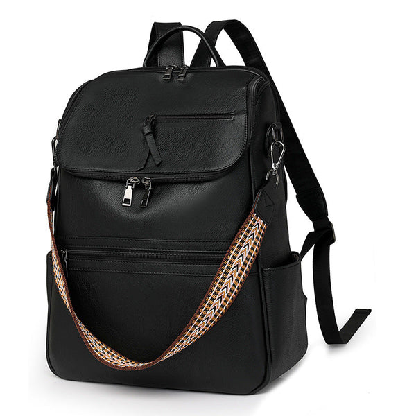 Black Stylish Anti Theft Backpack For Women Vintage Pu Leather Convertible Rucksack & Shoulder Bag Women Backpacks