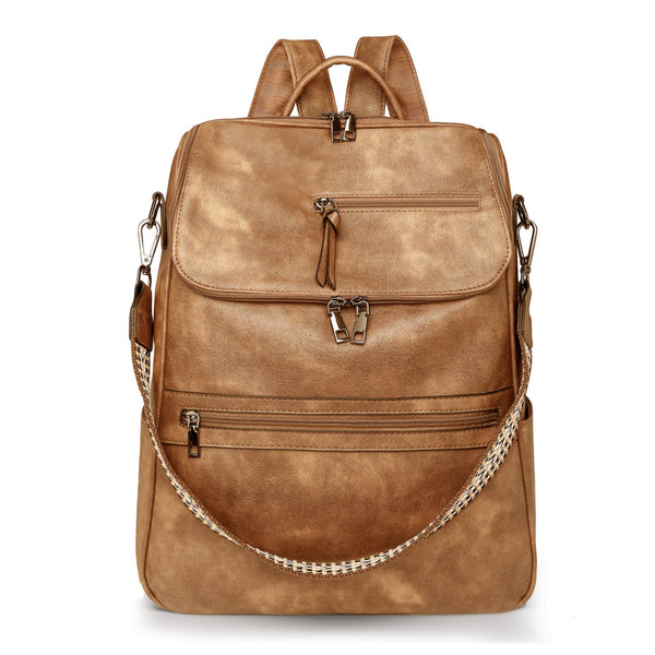Yellow Stylish Anti Theft Backpack For Women Vintage Pu Leather Convertible Rucksack & Shoulder Bag Women Backpacks