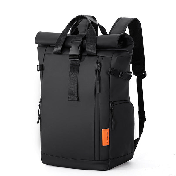 Black Urban Explorer Roll Top Backpack Water Resistant Large Capacity Bag For Travel Work & Laptop Laptop Cases & Bags