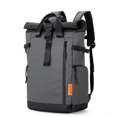 Grey Urban Explorer Roll Top Backpack Water Resistant Large Capacity Bag For Travel Work & Laptop Backpacks