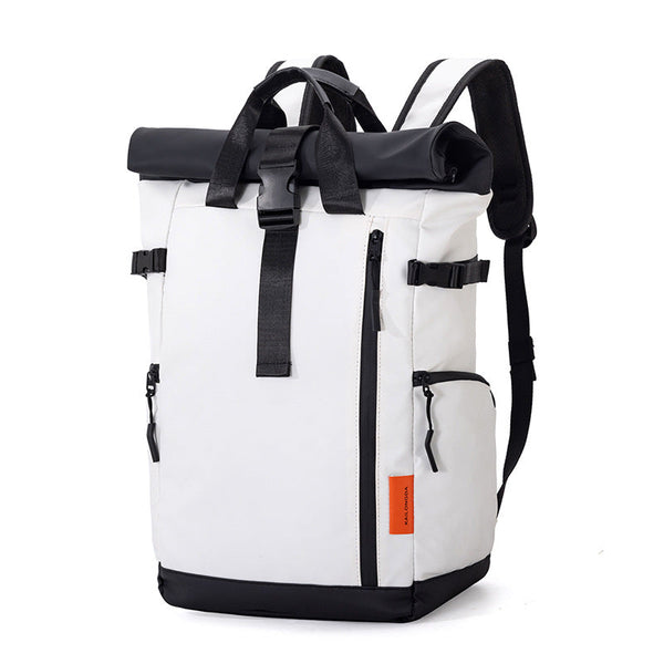White Urban Explorer Roll Top Backpack Water Resistant Large Capacity Bag For Travel Work & Laptop Backpacks