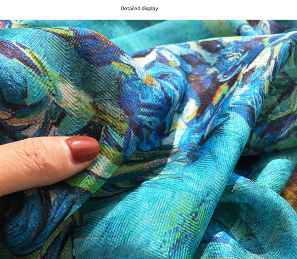 Oleander Elegant Artistry Shawl Large 130Cm Square Scarf With Oil Painting Print & Hand Rolled Hem Scarves & Wraps