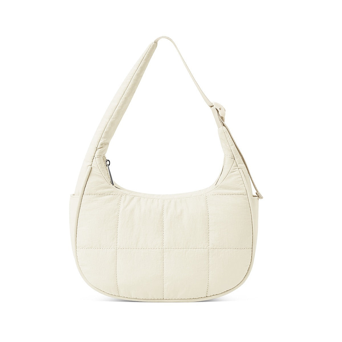 Beige Trendy Nylon Puffer Shoulder Bag For Women Lightweight Large Capacity Underarm Tote Women's Bags & Handbags