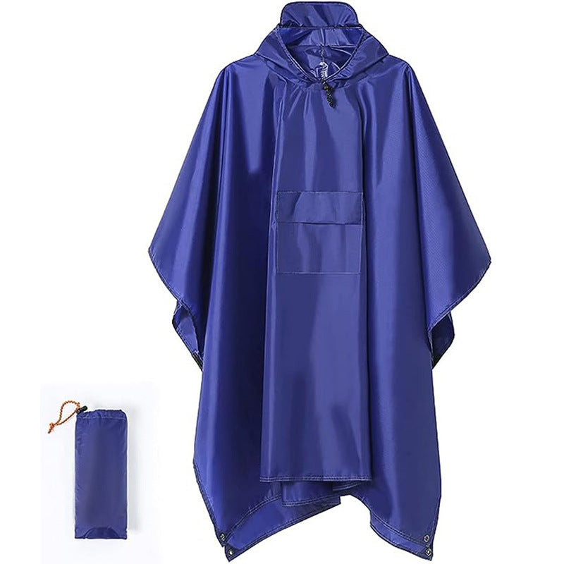 Blue 3 In 1 Waterproof Rain Poncho Lightweight Hooded Raincoat Ground Tarp & Emergency Shelter For Hiking Camping And Outdoor Survival Raincoats