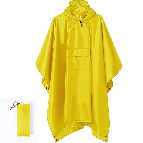 Yellow 3 In 1 Waterproof Rain Poncho Lightweight Hooded Raincoat Ground Tarp Emergency Shelter Raincoats