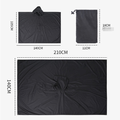 Yellow 3 In 1 Waterproof Rain Poncho Lightweight Hooded Raincoat Ground Tarp Emergency Shelter Raincoats