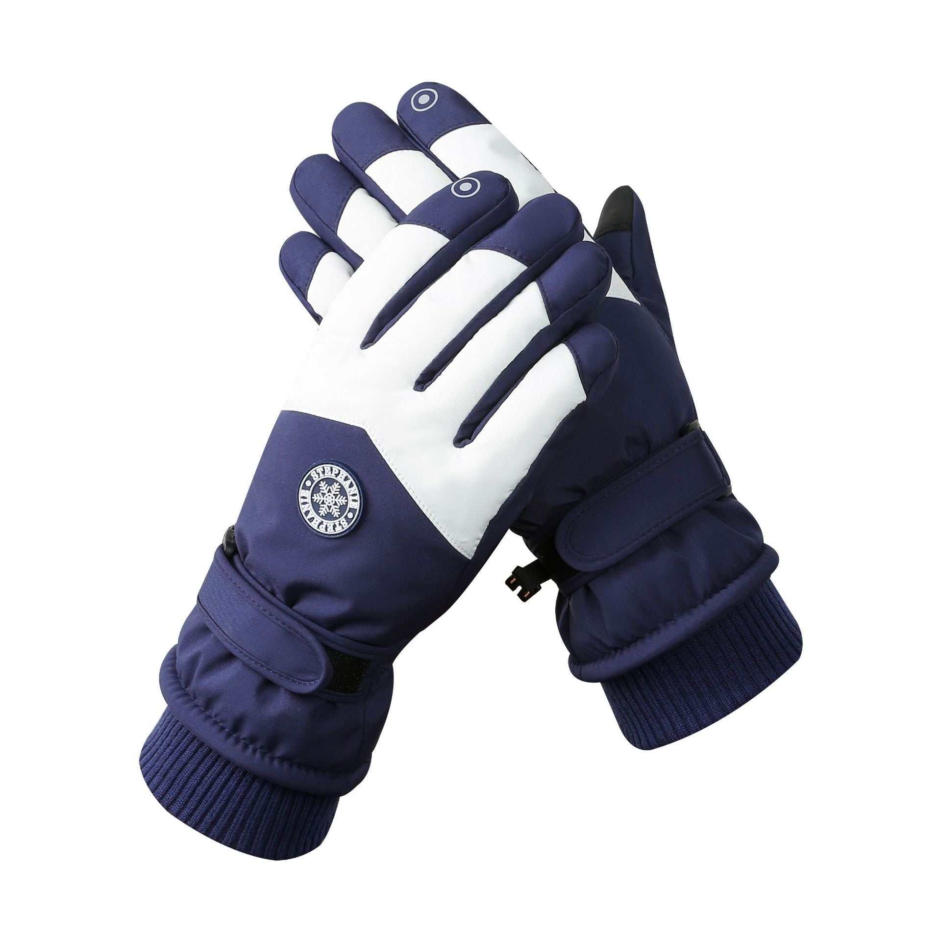 Men's Blue White Color Combination Top Rated Waterproof Touchscreen Ski Fleece Lined For & Women Gloves
