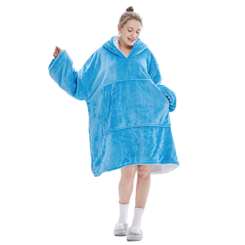 Blue Oversized Wearable Blanket Hoodie Ultra Soft & Cozy Snuggle Pullover For Adults Hoodie Robes