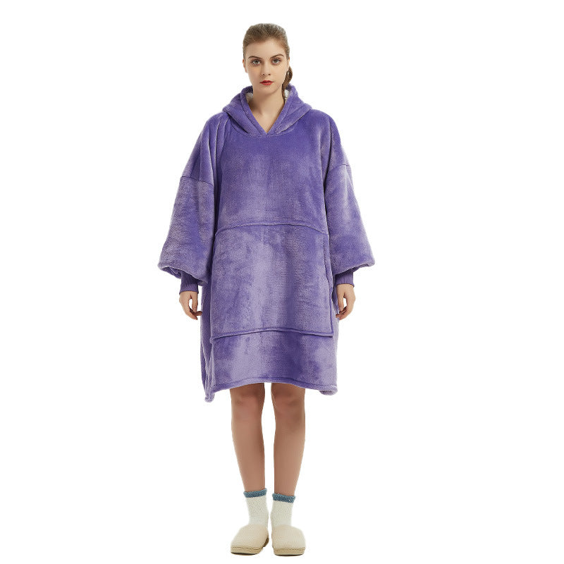 Purple Oversized Wearable Blanket Hoodie Ultra Soft & Cozy Snuggle Pullover For Adults Hoodie Robes