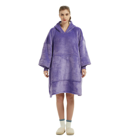 Purple Oversized Wearable Blanket Hoodie Ultra Soft & Cozy Snuggle Pullover For Adults Hoodie Robes