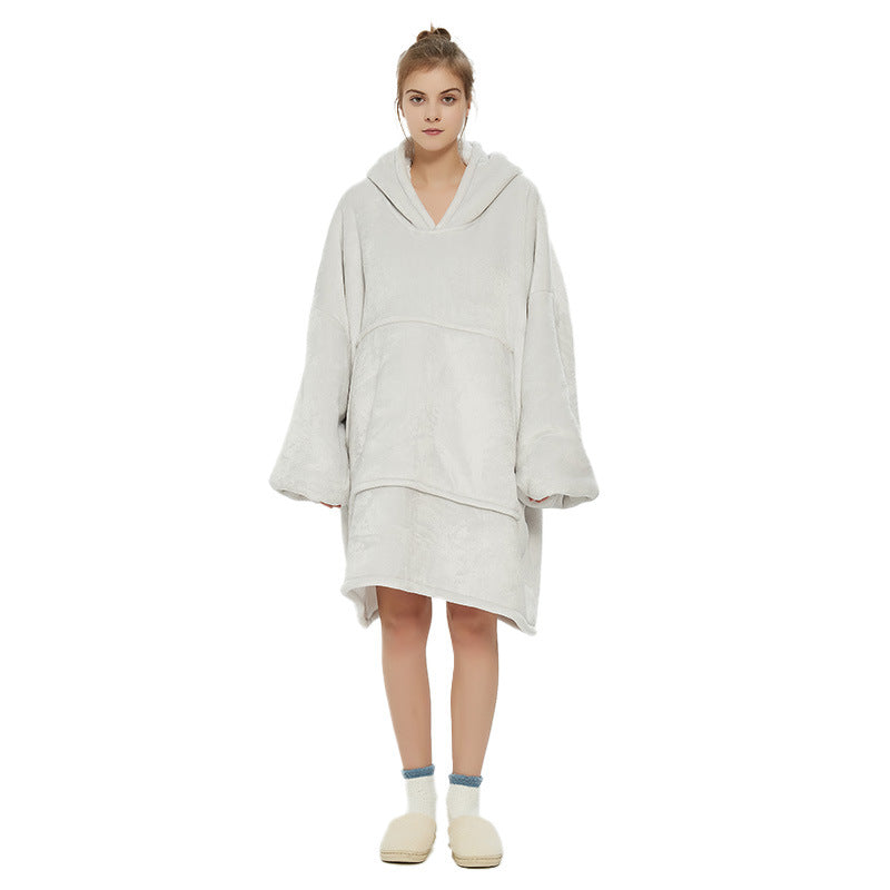 White Oversized Wearable Blanket Hoodie Ultra Soft Cozy Snuggle Pullover For Adults Hoodie Robes