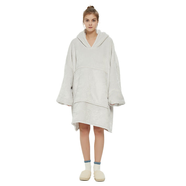 White Oversized Wearable Blanket Hoodie Ultra Soft Cozy Snuggle Pullover For Adults Hoodie Robes