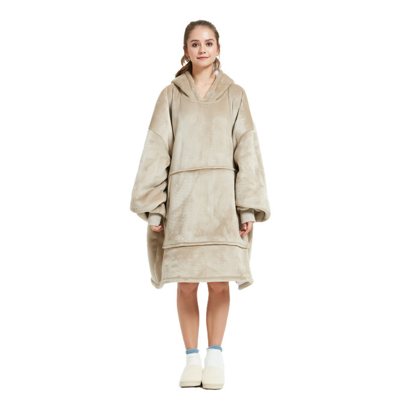 Khaki Oversized Wearable Blanket Hoodie Ultra Soft Cozy Snuggle Pullover For Adults Hoodie Robes