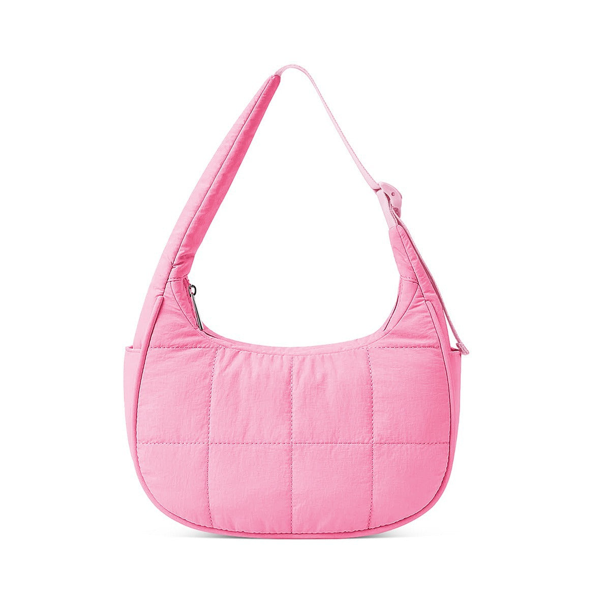 Pink Trendy Nylon Puffer Shoulder Bag For Women Lightweight Large Capacity Underarm Tote Women's Bags & Handbags