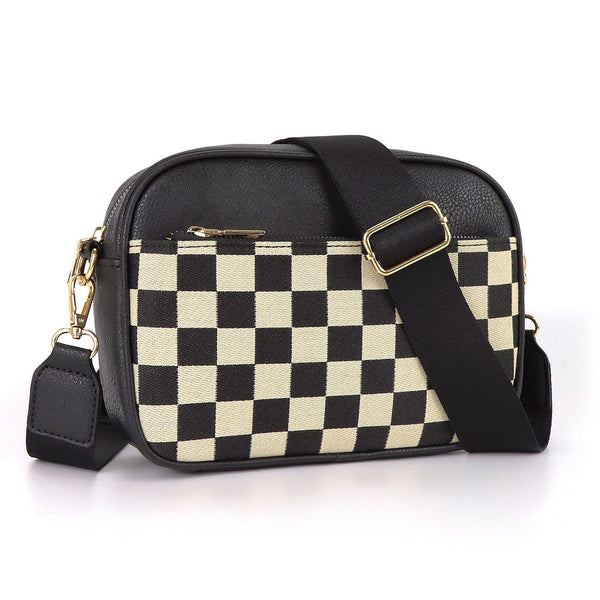 Tessellated Black Chic Quilted Crossbody Bag Vintage Pu Leather Shoulder Purse With Adjustable Strap Women's Bags & Handbags