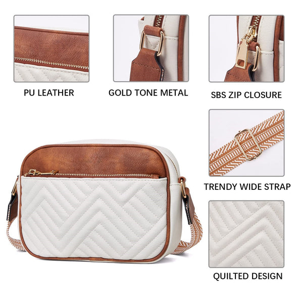 Tessellated Black Chic Quilted Crossbody Bag Vintage Pu Leather Shoulder Purse With Adjustable Strap Women's Bags & Handbags