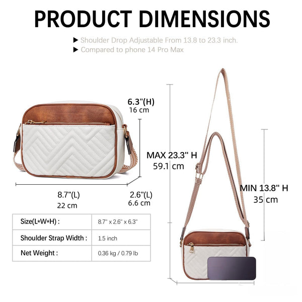 Tessellated Black Chic Quilted Crossbody Bag Vintage Pu Leather Shoulder Purse With Adjustable Strap Women's Bags & Handbags