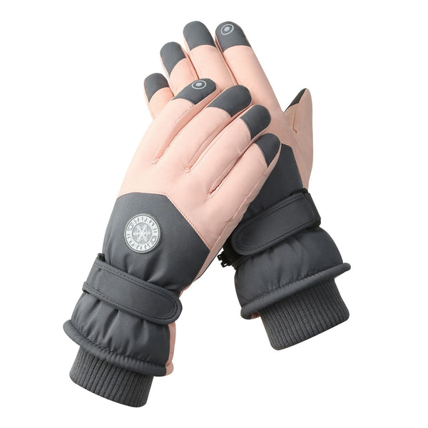 Womens Dark Grey Pink Color Combination Top Rated Waterproof Touchscreen Ski Fleece Lined Gloves