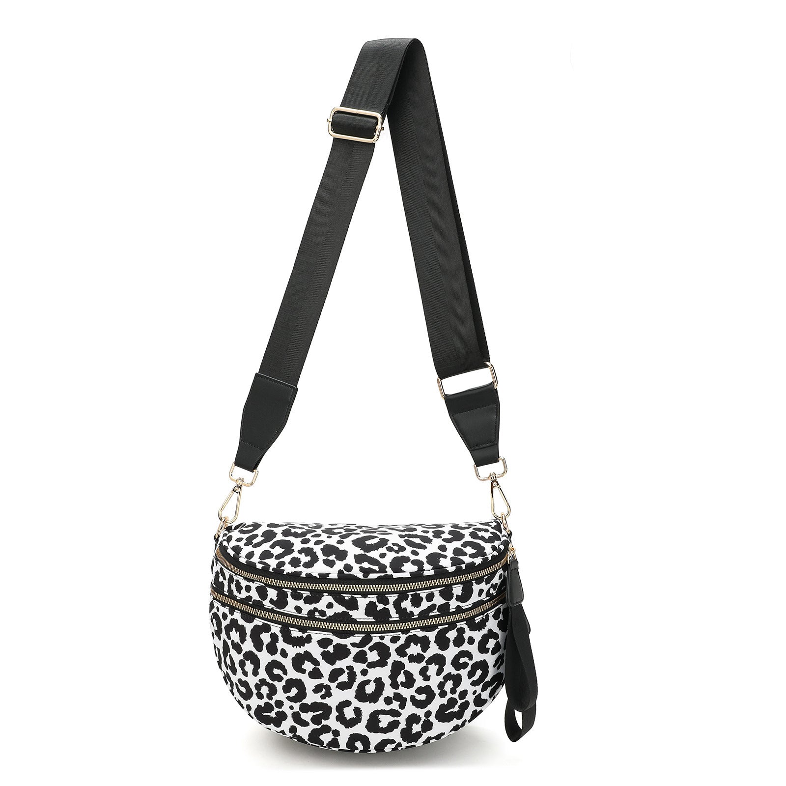 Black White Checkered Trendy Sling Bag Women's Crescent Crossbody Purse With Wide Adjustable Strap Women's Bags & Handbags