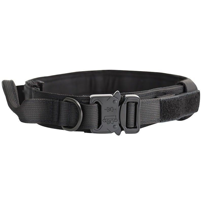 Black Tactical Dog Collar Heavy Duty Nylon Pet For Medium & Large Dogs Adjustable (3.8Cm Width) Dog Collars