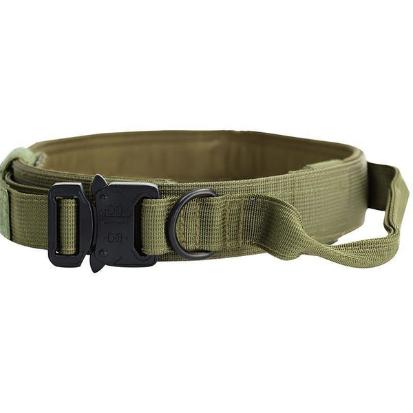 M Green Tactical Dog Collar Heavy Duty Nylon Pet For Medium Large Dogs Adjustable 3.8Cm Width Dog Collars