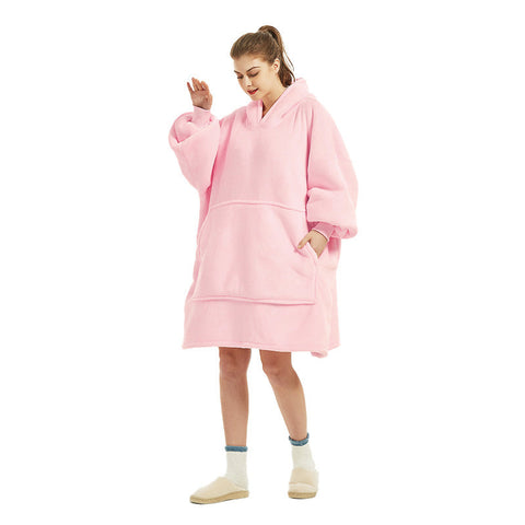 Pink Oversized Wearable Blanket Hoodie Ultra Soft & Cozy Snuggle Pullover For Adults Hoodie Robes