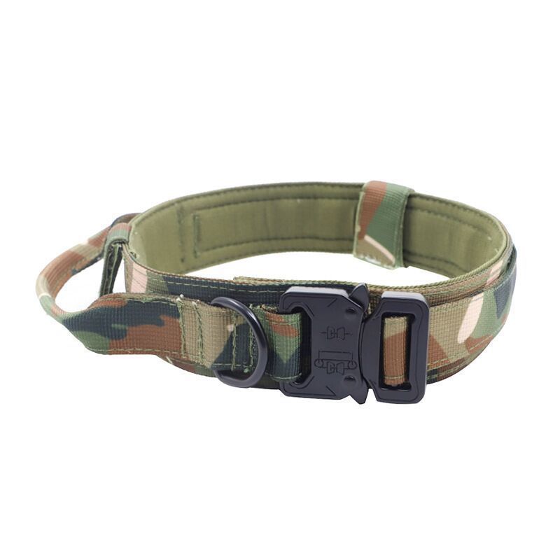 Size M Camouflage Tactical Dog Collar Heavy Duty Nylon Pet For Medium Large Dogs Adjustable 3.8Cm Width Dog Collars