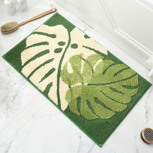 Leaves Fall In Autumn Green Jacquard Bathroom Mat Super Absorbent Non Slip Rug (40X60cm) Toilet Floor For Bathroom/Bedroom/Entryway Bath Mats Rugs & T