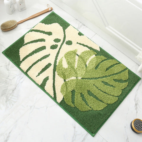 Leaves Fall In Autumn Green Jacquard Bathroom Mat Super Absorbent Non Slip Rug (40X60cm) Toilet Floor For Bathroom/Bedroom/Entryway Bath Mats Rugs & T