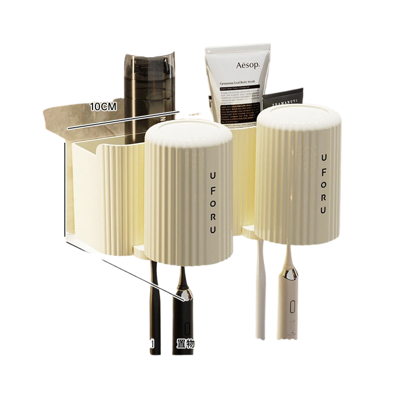 Elosung Cream White+Cream Toothed Brush Holder (2 Pack) 20Cm * 11.5Cm 11Cm Tumblers & Toothbrush Holders