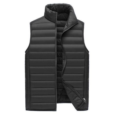 S Black Men's Lightweight Puffer Vest Stand Collar Quilted Sleeveless Jacket For Winter Coats Jackets & Vests