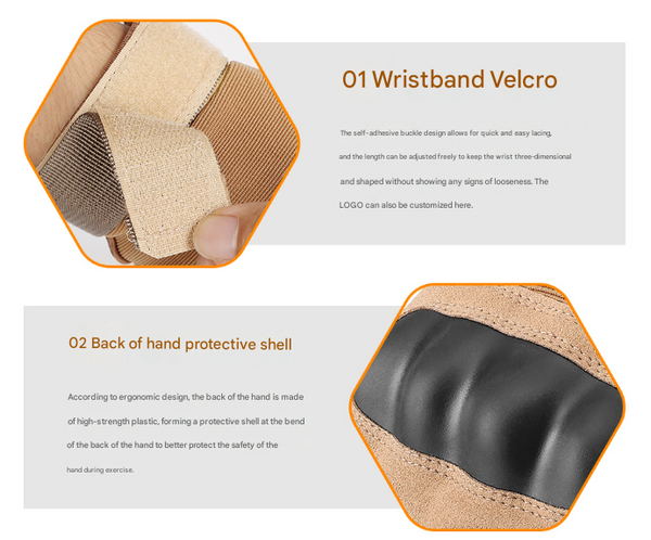 L Khaki Hard Knuckle Tactical Full Finger Protective Gear For Motorcycle Cycling & Outdoor Sports Gloves